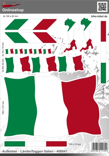 Adhésifs 3D Italie Drapeaux Inclinés - Lot De 2, Résine Polyuréthane, Couleurs Vives, Adhésion Durable