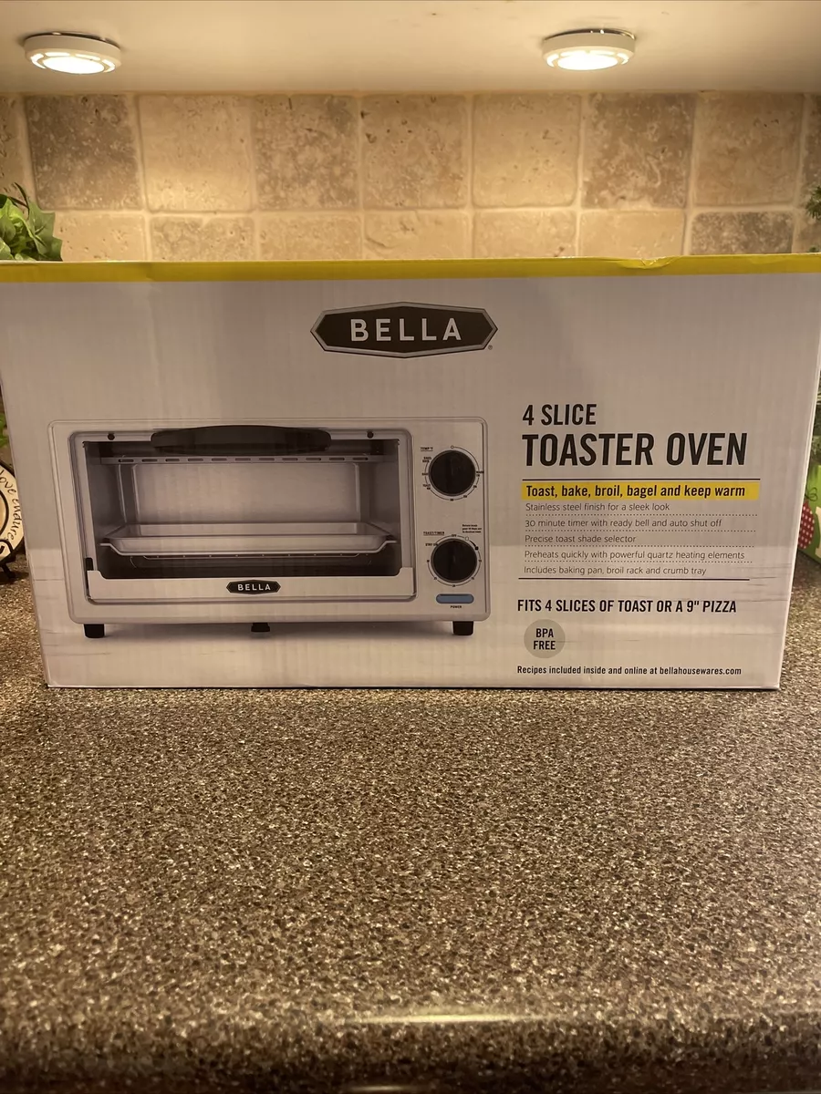 Bella 4- Slice Toaster oven 5 settings- toast-bake-broil-bagel-warm