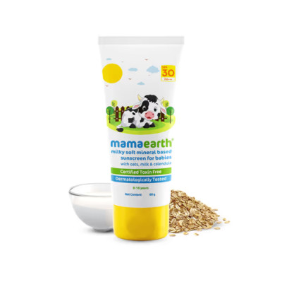 Mamaearth Milky Soft Mineral Based Sunscreen SPF 30 & PA+++ for babies - 80 GM