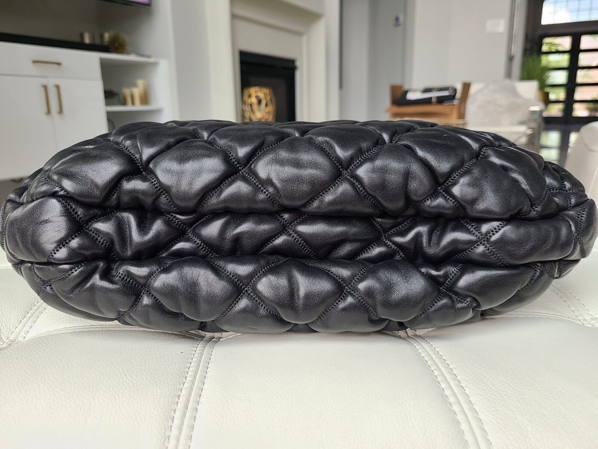 CHANEL Bubble Quilt Flap Black Quilted Lambskin Jumbo Gently