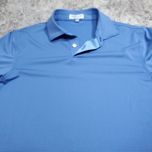 Peter Millar Summer Comfort Polo Shirt Youth Large Blue Striped Performance Golf - Picture 7 of 11