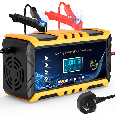 12V 6A Smart Car Battery Charger - Automatic Pulse Repair For AGM/GEL & Standard Batteries, Maintenance Mode