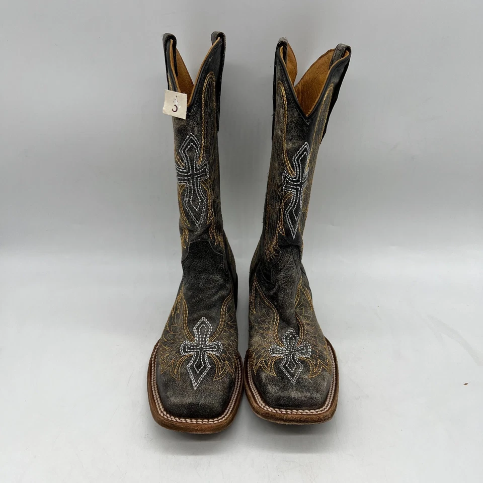 Botas occidentales Corral Teens Wing & Cross de cuero negro talla 3 Foto 3 de 4