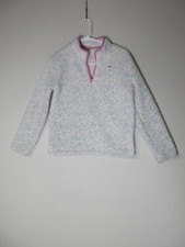 Vineyard Vines Girls Polka Dot 1/4 Zip Mock Neck Sweater Long Sleeve Sz L White