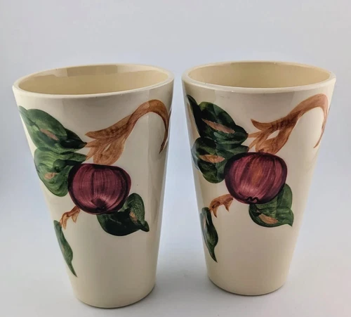 Beautiful pair of Franciscan Ware Apple Tumblers 10oz 1947-49 marked. California