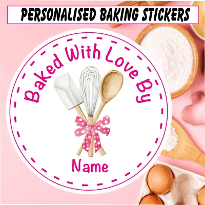 WEBSTICKERS LTD Personalised Baking Stickers Gift labels ANY NAME cakes cake box cupcakes etc