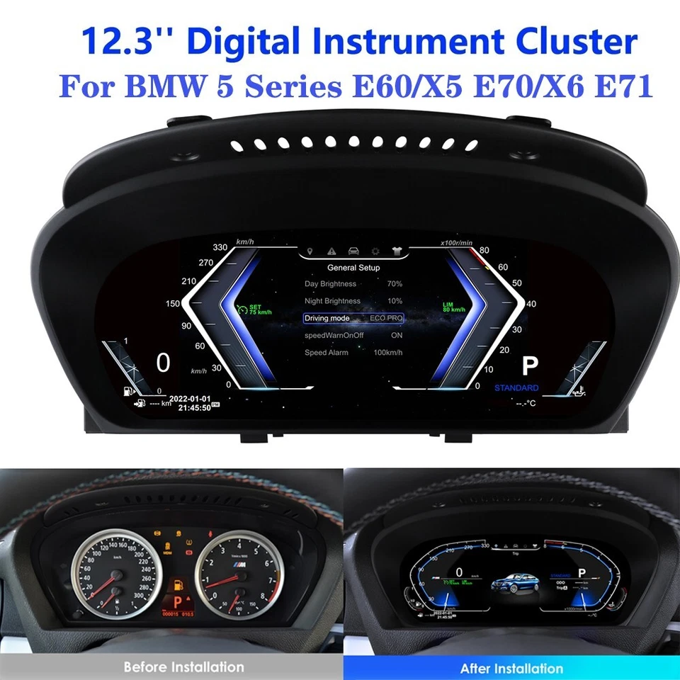 12.3" LCD Digital Cluster Multifunctional Speedometer For BMW X5 E70 2007-2013 — 第 2/4 张图片