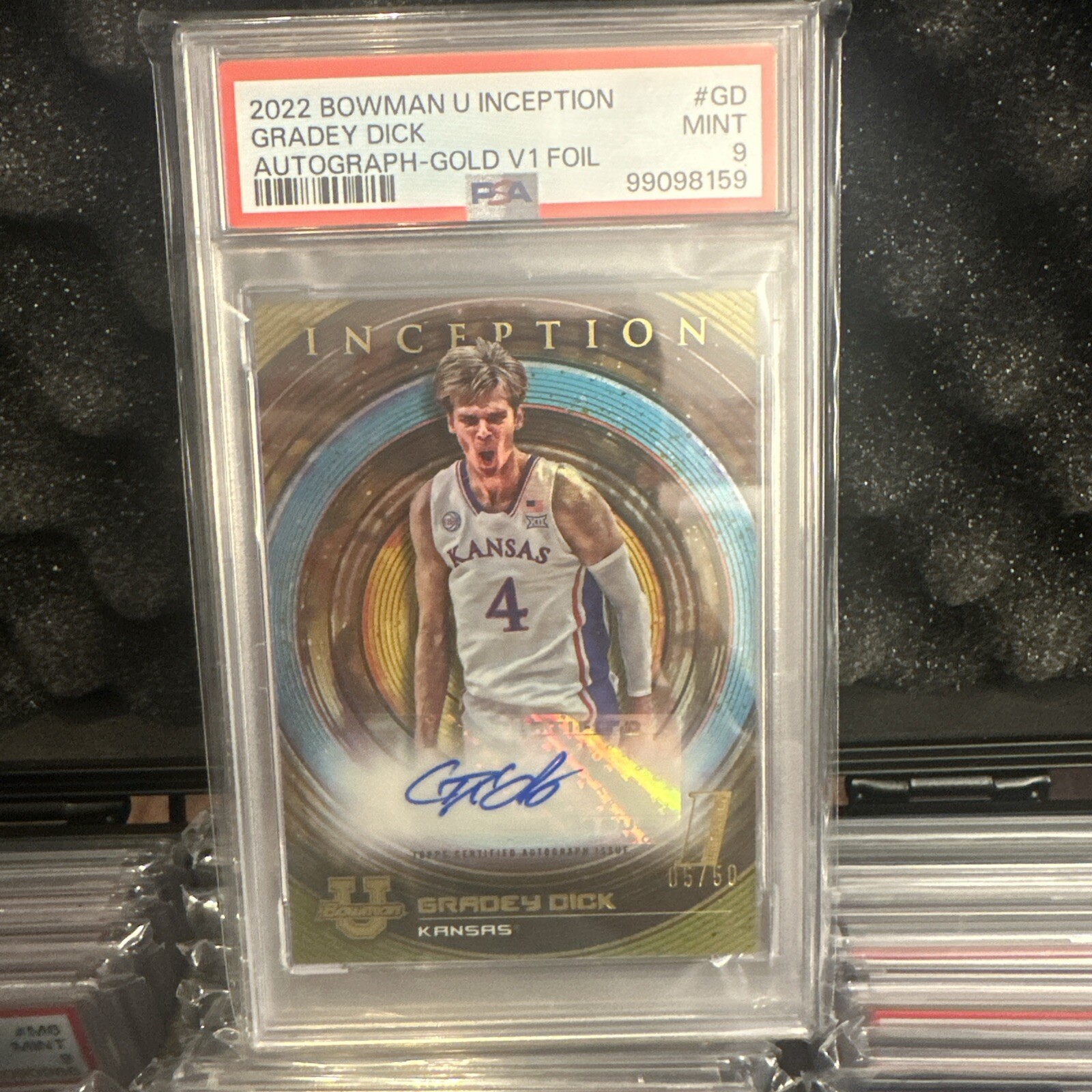 2022-23 Bowman University Inception Gradey Dick RC Auto Gold 05 /50 GD PSA 9