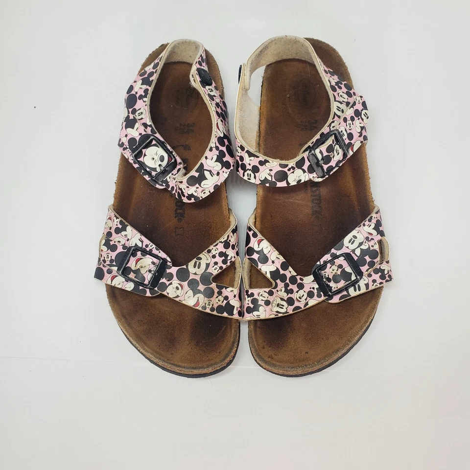 Birkenstock Niños Rio Birko-Flor Divertido Mickey Cabezas Rosa 34 Foto 2 de 4