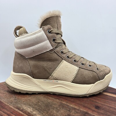 Deckers X Lab SPSK Shoes Women's 6.5 Brown Tan Suede Shearling Sneakers Boots