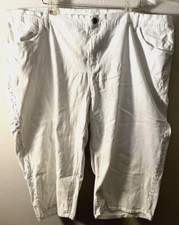 Catherines Capri Pant Women's Plus Size 26W Sparkle Trim Pre-Owned White