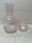 Pink Depression Glass Vintage Inspired Tumble Up Bedside Carafe Decanter & Glass