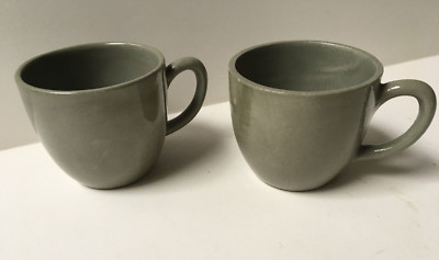 Vintage Henri Bendel Lee Bailey Demitasse Cups Espresso Gray Pair 2.75D x 2.5''H