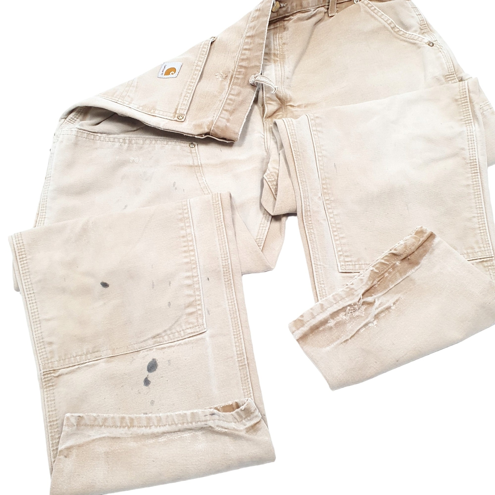 CARHARTT B01 Double Knee Riveted Carpenter Workwear Trousers Cotton Tan W40 L30 image 4