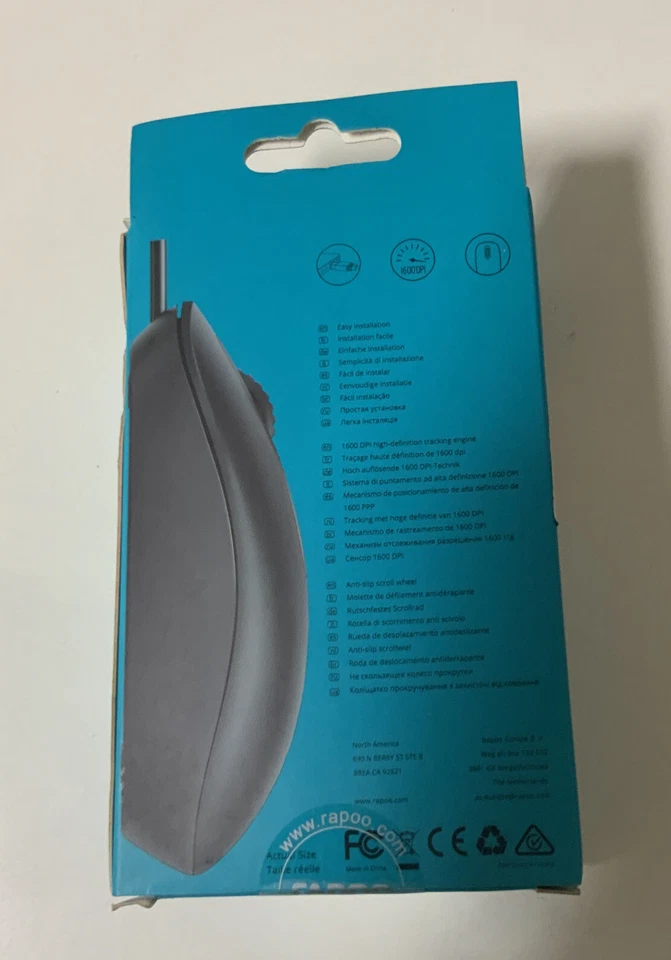 🔰 Rapoo N200 Wired USB Optical Mouse Black -1600DPI 🆕 - Image 3 of 4