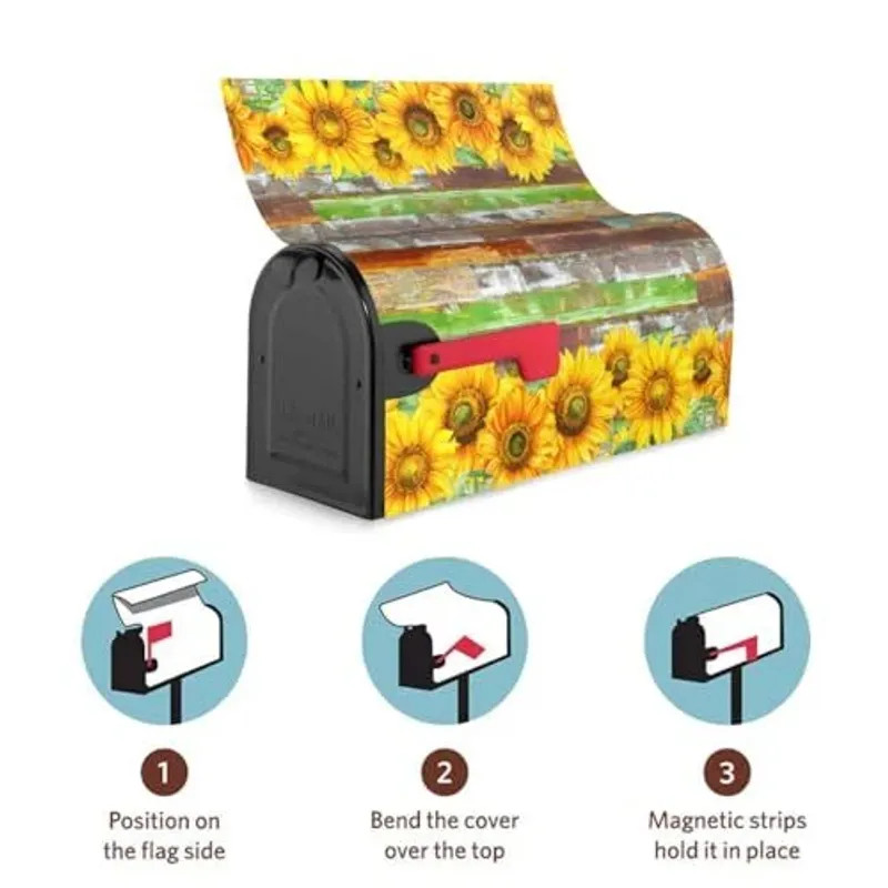 Magnetic Mailbox Cover Standard Size 21''x18'' Post Letter Box Cover Sunflowers