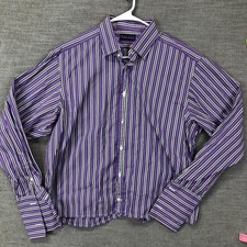 Ralph Lauren Shirt Mens 16.5 Purple Label Stripe Made In Italy Dress Shirt