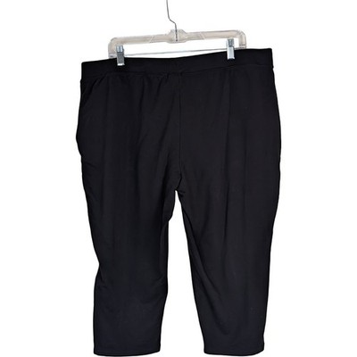 Denim & Co Active French Terry Crop Pant Women XLP Black Zipper Pocket A475901