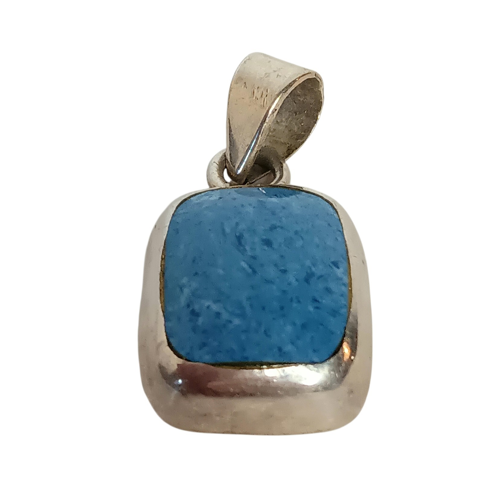 Large Sterling Silver Rectangle Blue Turquoise Co… - image 3
