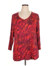 H By Halston Women Red 3/4 Sleeve Top XL