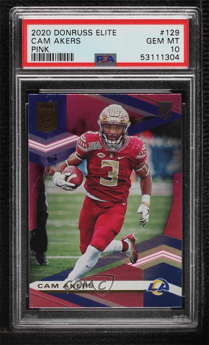 2020 Panini Donruss Elite Rookies Pink Cam Akers #129 PSA 10 GEM MT a8m