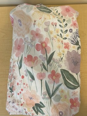 Pottery Barn Kids Pink FLORAL CRIB Fitted Sheet 100% Organic Cotton