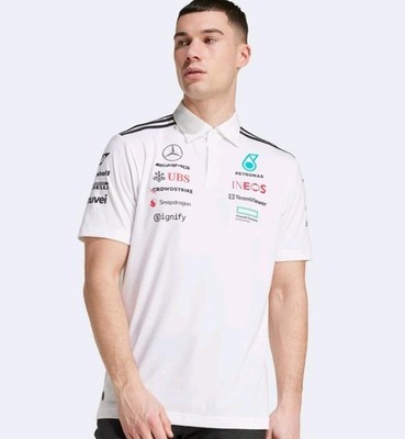 m*o様 Mercedes-Benz ポロシャツ ホワイト ブラック NEW ADIDAS MERCEDES AMG PETRONAS FORMULA 1 F1 SS POLO SHIRT WHITE