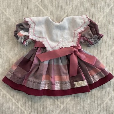 VTG)Zapf Creation Pink Plaid Doll Dress with Magenta Hem