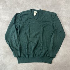 L.L.Bean Jumper Mens Large V-Neck Cotton Cashmere Blend Sweater, Green