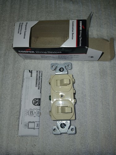 COOPER 275V-BOX DOUBLE TOGGLE SWITCH, 1-P & 3-WAY, 15A, 120/277V, IVORY💥SAVE $$