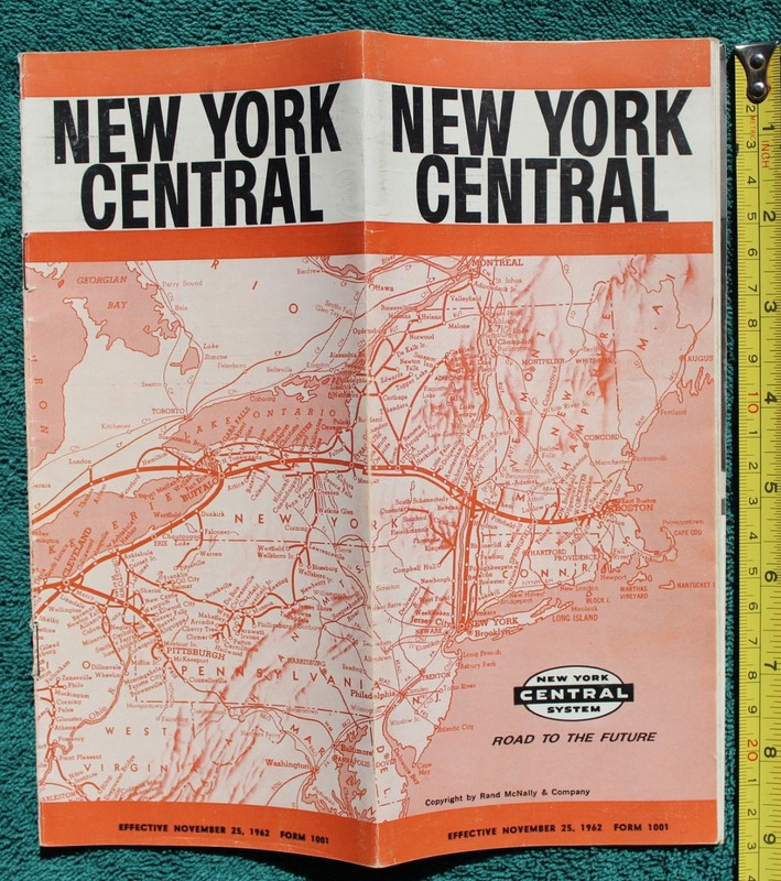 1962 New York Central Railroad Timetable NYC Railway Train Route Map & Schedule