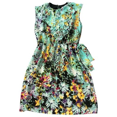 Emma & Michele Women s Sz 8 Floral Ruffle Sleeveless Dress Tie Waist Multicolor