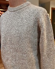 LL Bean Sweater Classic Ragg Lambs Wool Crewneck Heritage Cabincore Beige Mens L