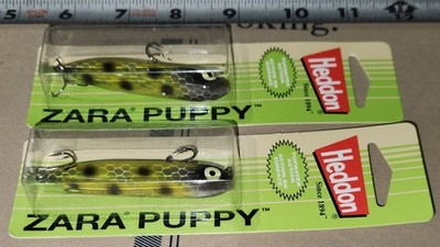 8-25 Lot of 2 Heddon Top Water Zara Puppys Olive Spotted Python Fishing Lures