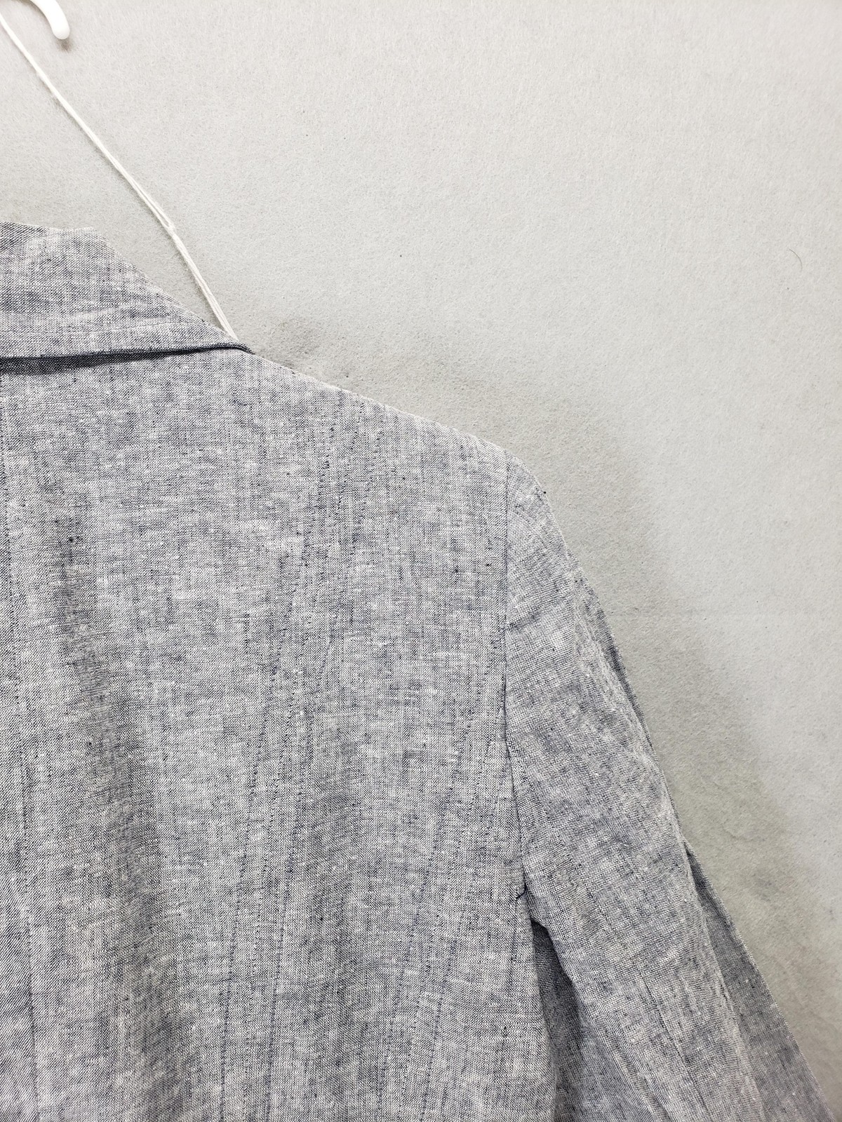 7th Avenue Blazer Womens 4 Gray Linen Blend Two Button Fitted Suit Jacket Career