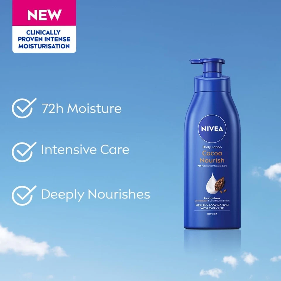 NIVEA Cocoa Nourish Loción Corporal 400ml | 48H Hidratación | Manteca de Cacao | Piel Seca Foto 4 de 4