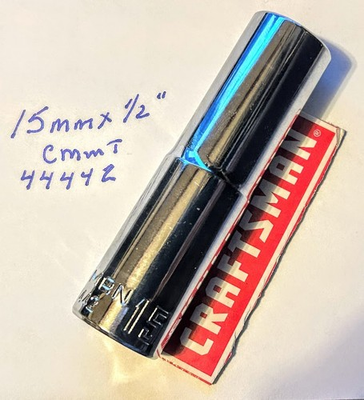 #ad Craftsman 15 mm x 1 2quot; Dr Deep Socket 12 Pt CMMT 44442 Free USA Shipping $9.96