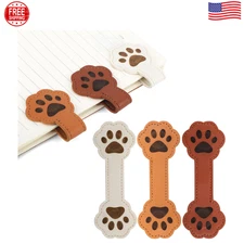 3pcs Dog Paw Magnetic Bookmarks, Cute Paw Shape Leather Magnet Bookmark Vintage3