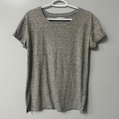 AWAKE Womens Gray Space Dye Short Sleeve Cuffed Crew Neck T-Shirt Medium