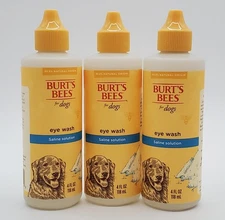 3 Burts Bees for Dogs Eye Wash Saline Solution 4 fl oz ea 99.9% Natural Flush