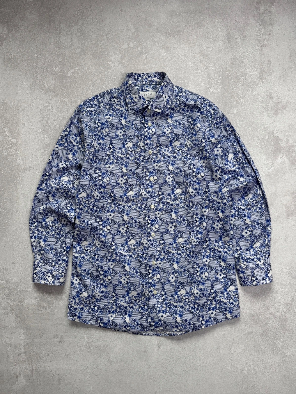 Eton shirts men multicolor luxury flowers size L