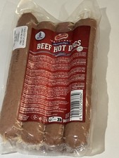 Beef Hotdogs 908g 8 Fat Hot Dog Sausages Per Pack Pre Cooked, Just Re Heat
