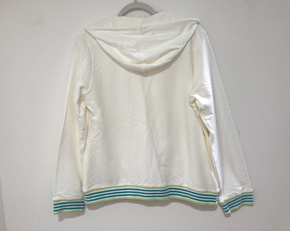 CHAQUETA CON CAPUCHA LACOSTE BLANCA ALGODÓN VERDE RIBETE CREMALLERA 46/XL Foto 2 de 4