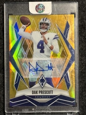 2025 Panini Phoenix #29 Dak Prescott Base Autographs Gold Prizm #/10 Cowboys