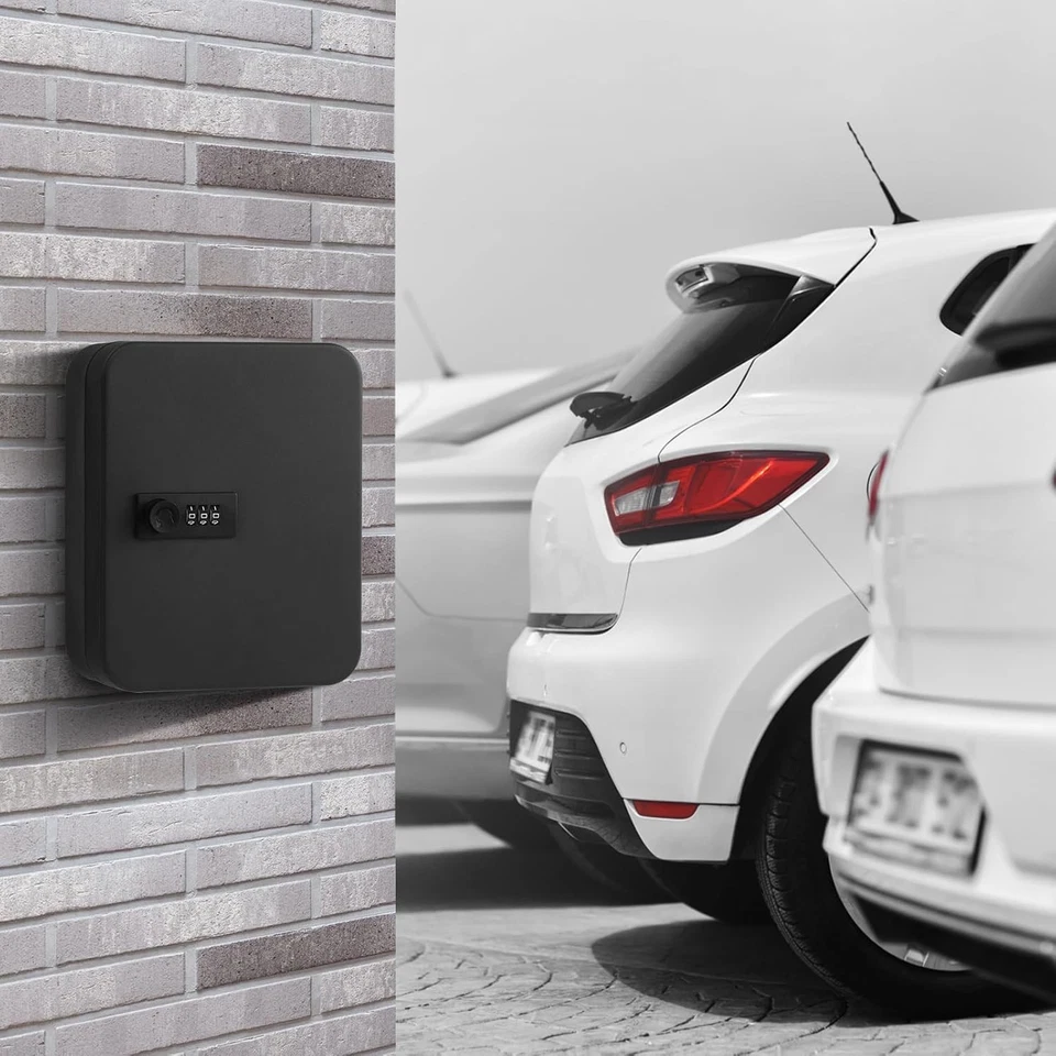 Key Storage Lock Box with Code Wall Mount Key Cabinet Organizer Black - Image 4 of 4