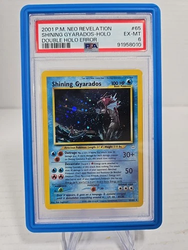 2001 Pokemon Neo Revelation Double Holo Error #65 Shining Gyarados Holo PSA 6