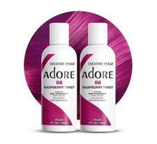  2 Pack Adore Semi Permanent Hair Dye Color 4oz  086 Raspberry Twist 