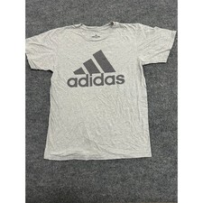 Adidas T-Shirt Mens Size M Heather Gray Graphic Logo Short Sleeve Athletic Tee