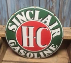 Vintage Sinclair HC Gasoline Porcelain Metal Gas Pump Plate Sign