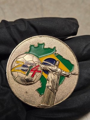 2014 Brasil Worldc Cup Fifa challenge coin has some wear 